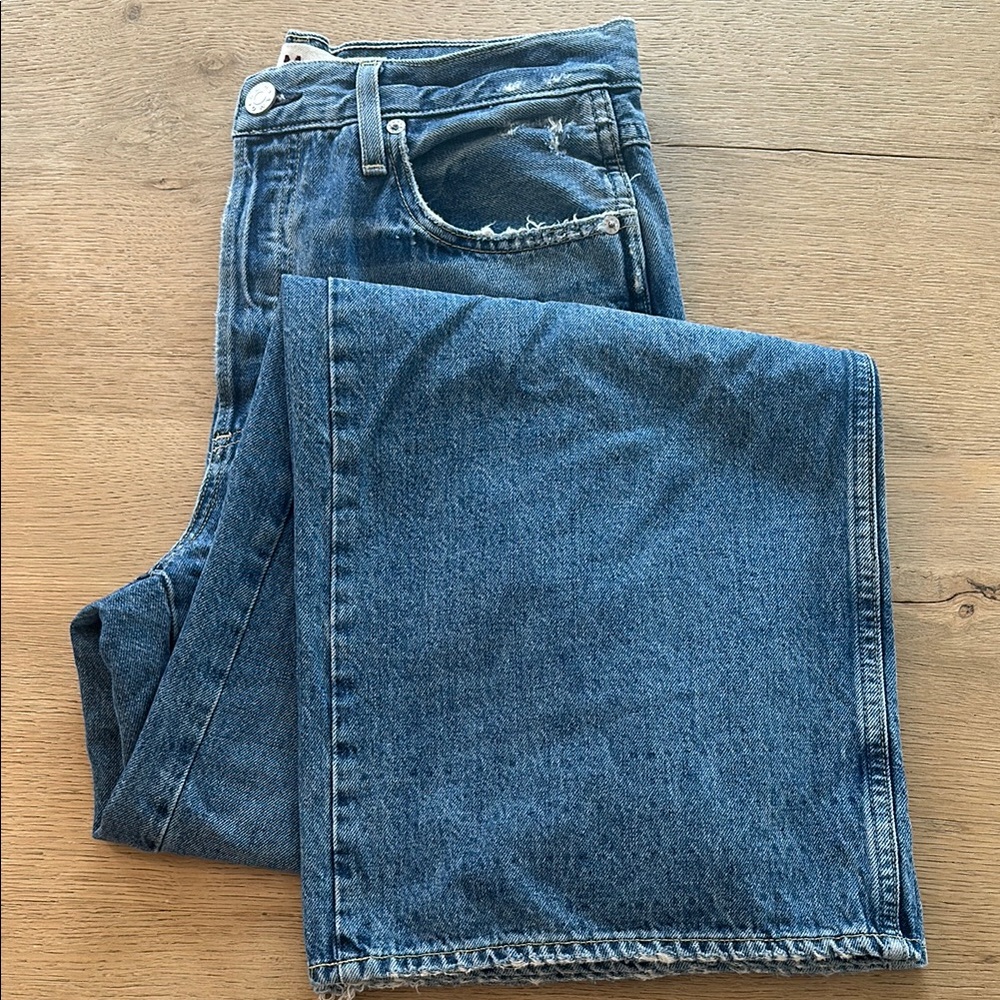 AMO Big Boy Wide Leg Mid Rise Jeans